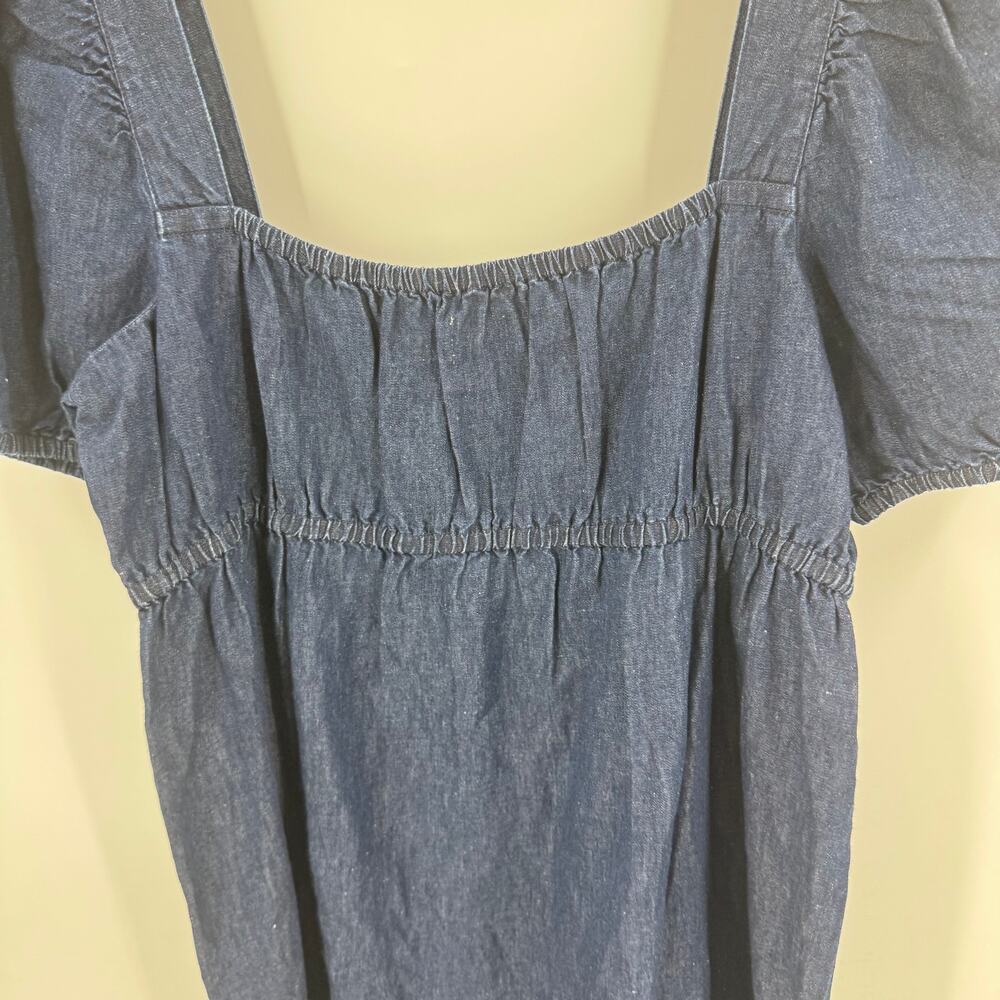 J.Crew NWT Dark Denim Puff Sleeve Square Neck Midi Dress Size 18 Milkmaid Cut - Picture 5 of 9